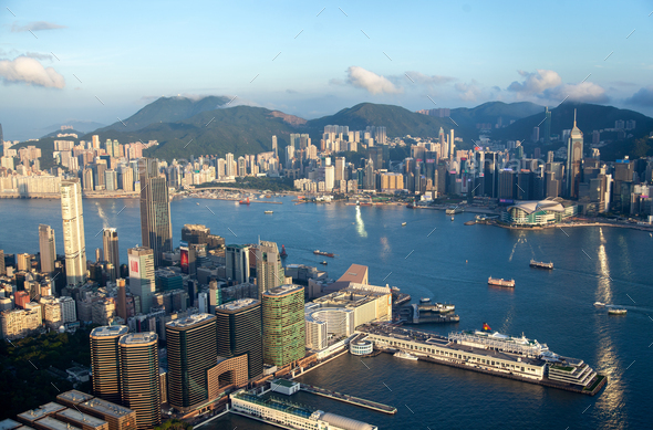 Cityscape Hong Kong Yau Tsim Mong district with skyscrapers Stock Photo ...