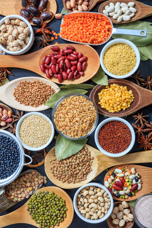 Composition of various kinds of legumes pulses background