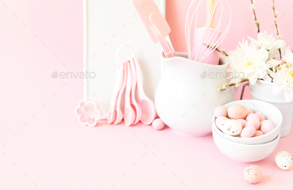 Easter baking background.Concept of cooking traditional festive food - Stock Photo - Images
