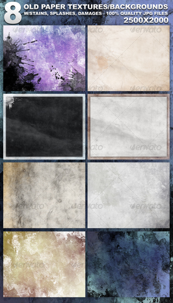 8 Old Paper Textures - Backgrounds Graphics