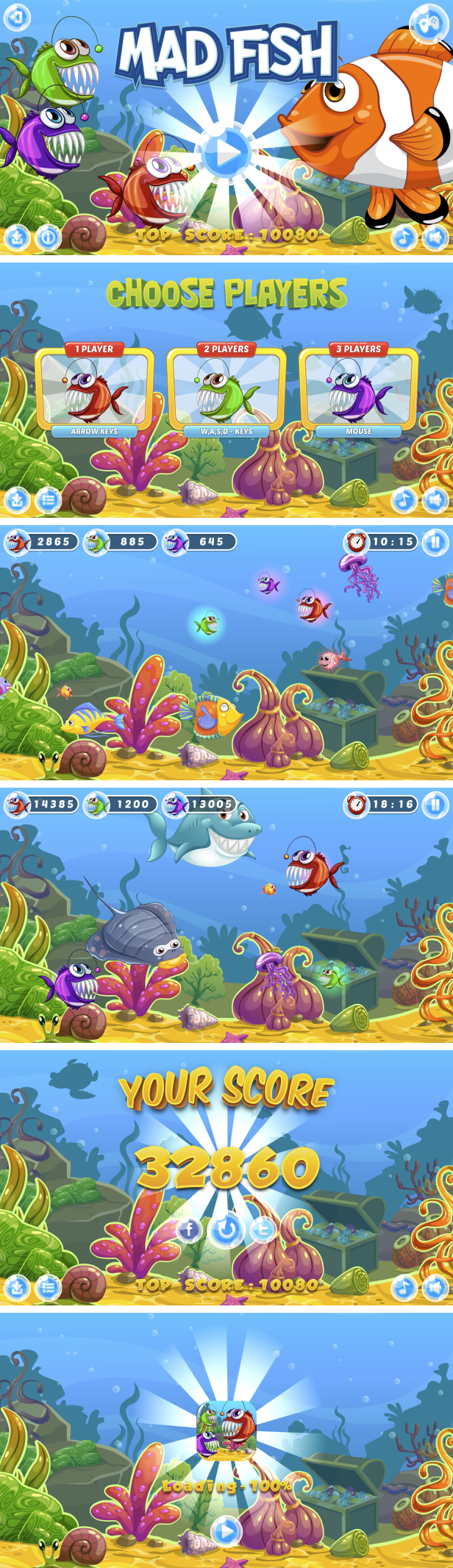 Mad Fish - HTML5 Game, Mobile Version + AdMob!!! (Construct 3 | Construct 2 | Capx) - 2