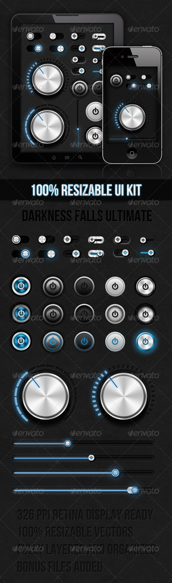 Dark Ui Kit - Darkness Falls Ultimate - User Interfaces Web Elements