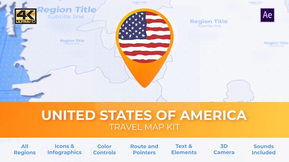 Travel Map USA - United States of America
