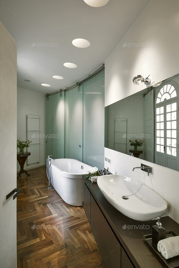 Interiors of the Bathroom in a Modern Apartment - Stock Photo - Images