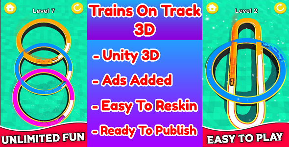 Trains On Track 3D Game Unity Source Code (Template) With Ads Integrated
