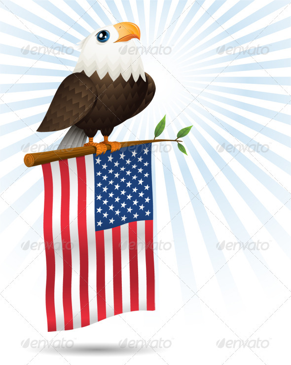 Eagle and Flag - Animals Illustrations