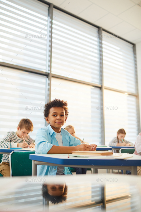 Schoolboy Looking At Camera During Lesson