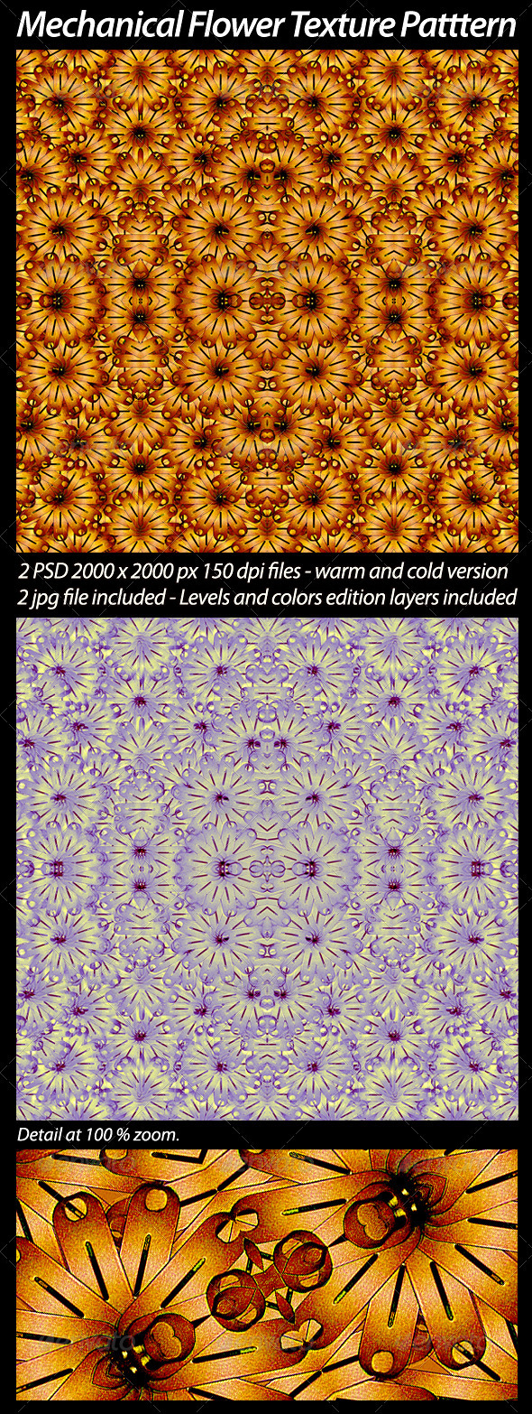 2 Mechanical Flower Texture Pattern - Art Textures