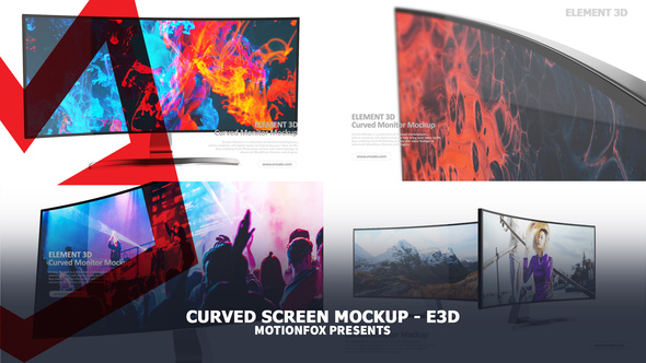 Curved Screen Mockup - Element 3D