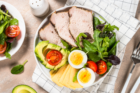 Keto diet plate on white table Stock Photo by Nadianb | PhotoDune