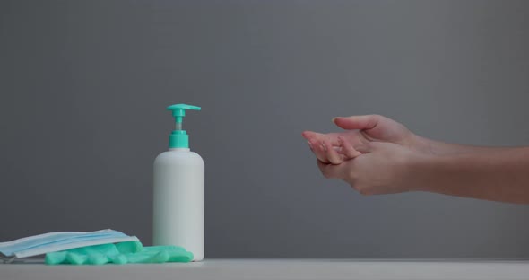 Hand Sanitizer Alcohol Gel Rub Clean Hands Hygiene Prevention of Coronavirus Virus Outbreak alt