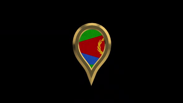 Eritrea Flag 3D Rotating Location Gold Pin Icon alt