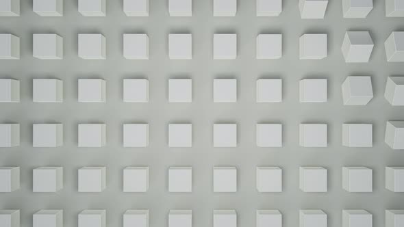 Abstract 3d Render White Geometric Background with Cubes