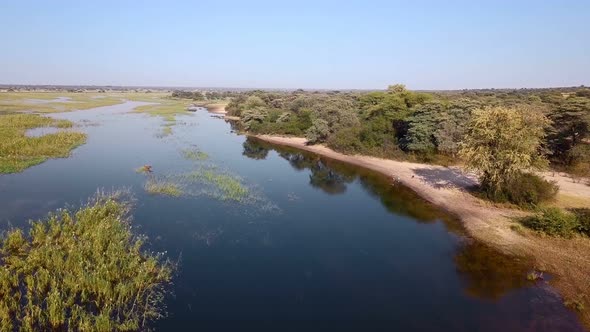 Okavango delta river on Namibia and Angola border alt