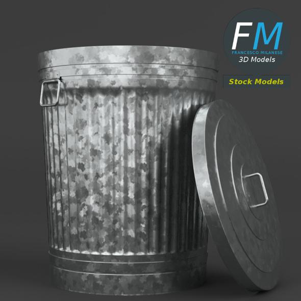 Metallic trash can - 3Docean 25956432