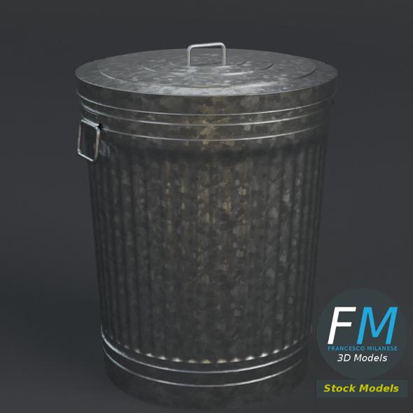 Metallic trash can - 3Docean 25956441