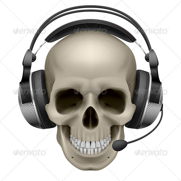 Skull with Headphones - Characters Vectors