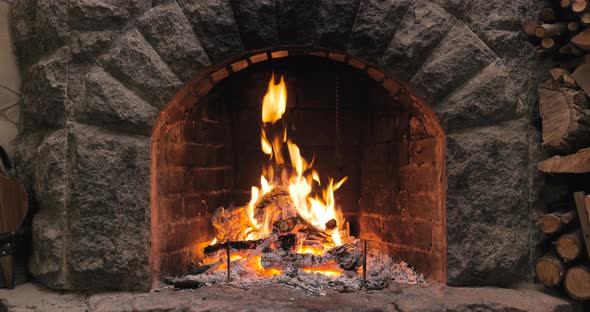 Burning Fire In The Fireplace alt