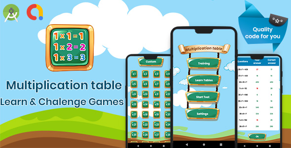 Multiplication table. learning and challenging games