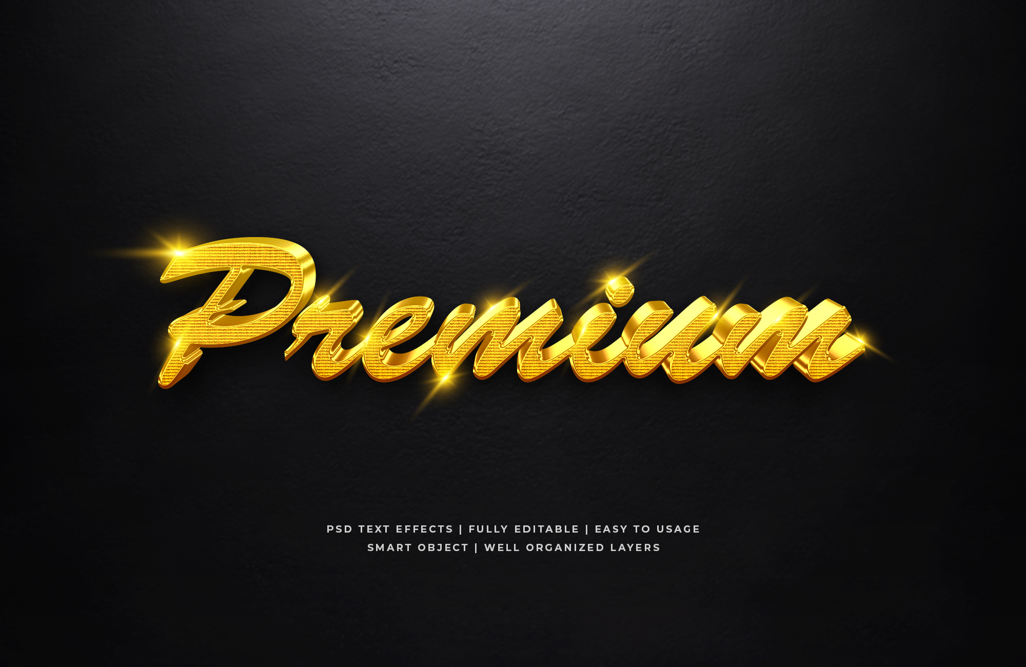 Luxury Shiny Gold 3d Text Style Mockup