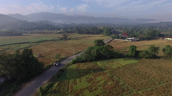 Countryside Village, Mountain Village in Phrae Province, ThailandAerial Shot alt