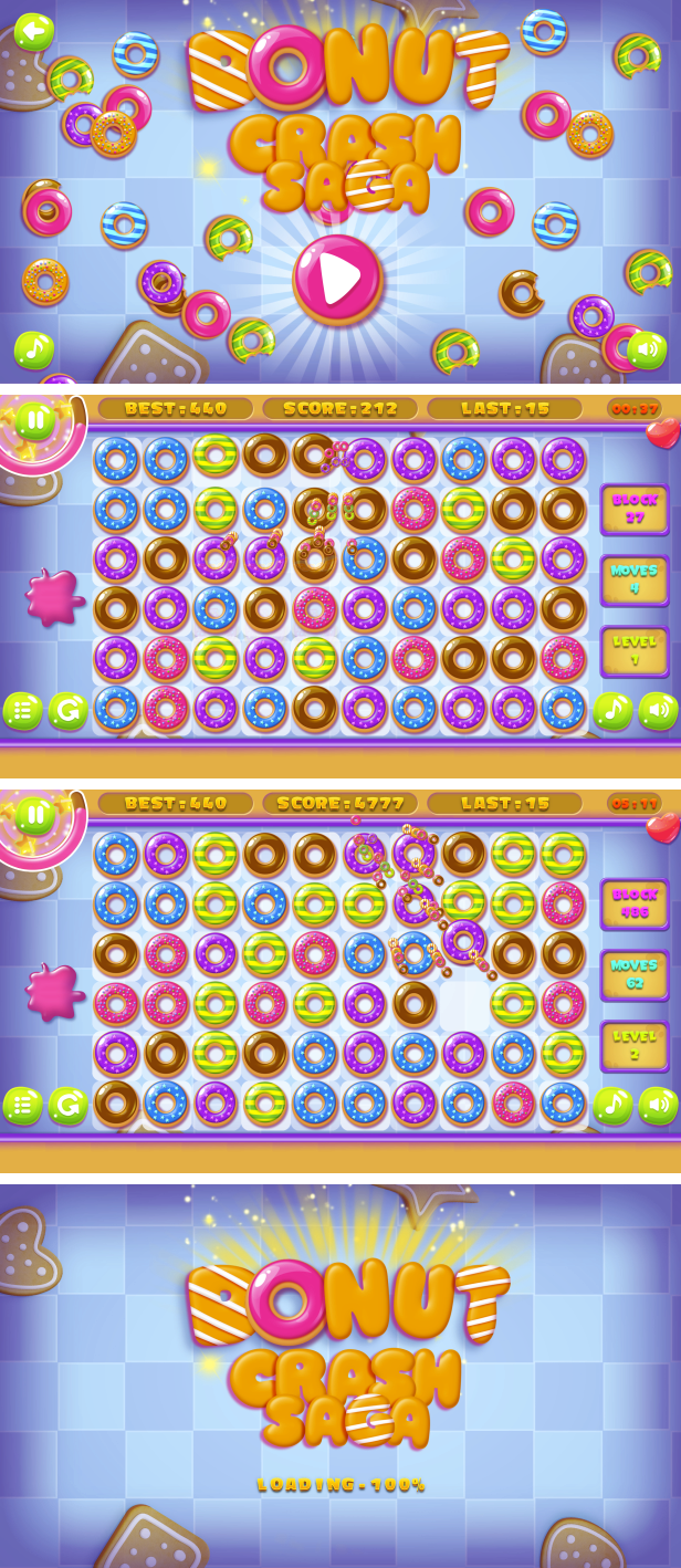 Donut Crash Saga - HTML5 Game + Android + AdMob (Construct 3 | Construct 2 | Capx) - 3