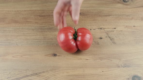 Man Puts on the Table Ugly Vegetables