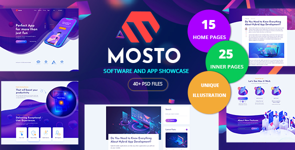 Download Free Download Mosto Software And App Landing Pages Psd Template PSD Mockup Templates