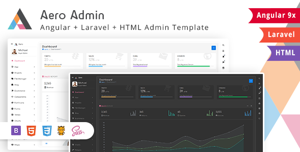 Aero - Bootstrap Admin Template with Laravel & Angular version