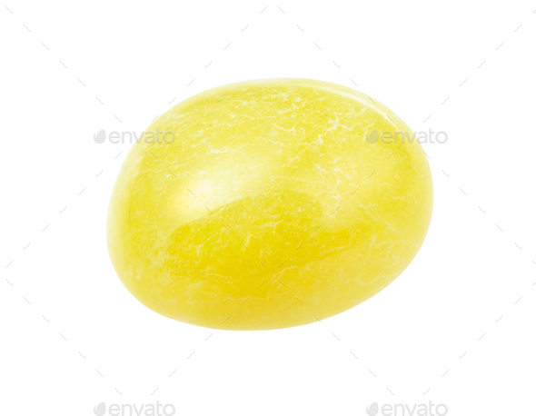 polished yellow Calcite gem stone isolated