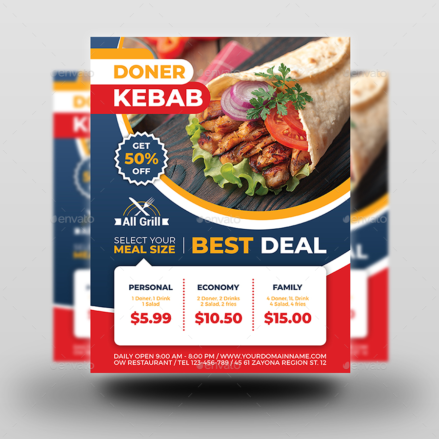 Doner Kebab Restaurant Flyer Template By Owpictures Graphicriver