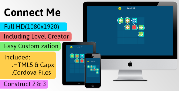 Connect Me - HTML5 Game (Construct 2 | Construct 3 | Capx | C3p) - Puzzle Game str8face