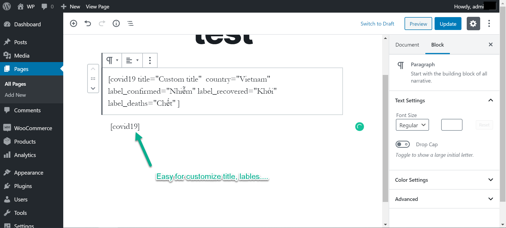Covid-19 plugin wordpress