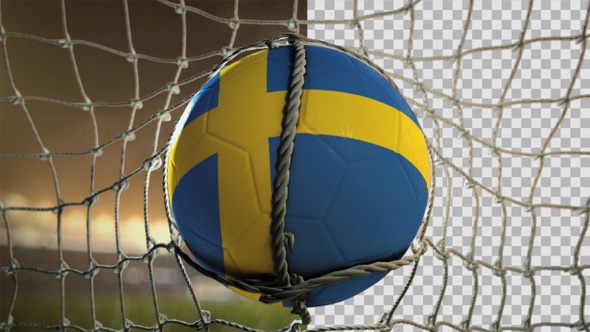 Soccer Ball Scoring Goal Night Frontal - Sweden