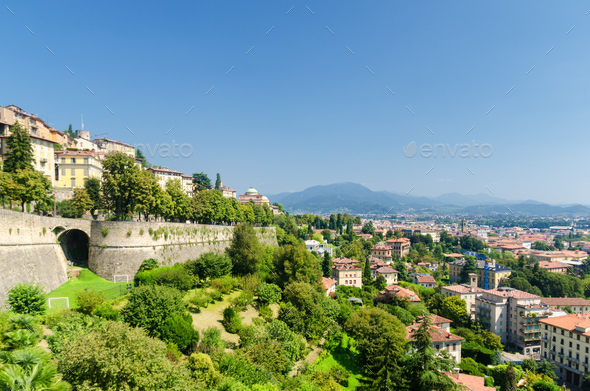 The Venetian Walls of the Fortified City of Bergamo, Italy - Stock Photo - Images