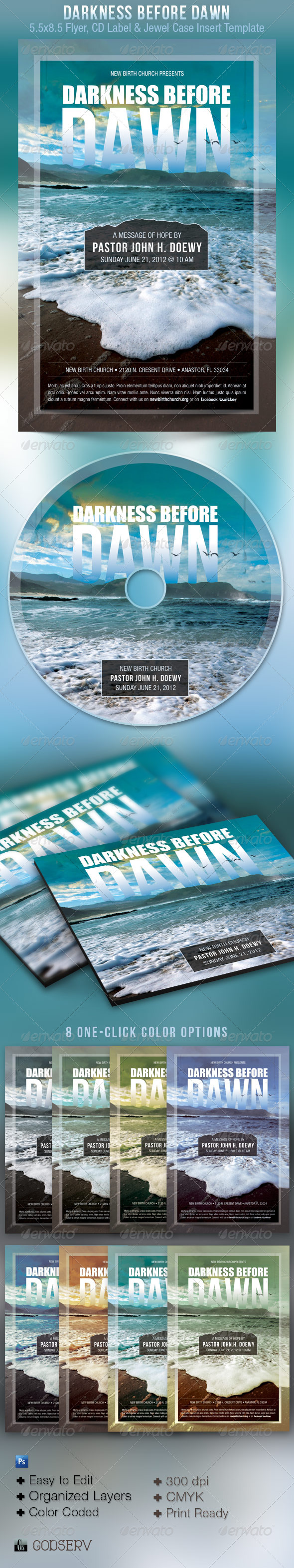 Darkness Before Dawn Church Flyer CD Template - Church Flyers