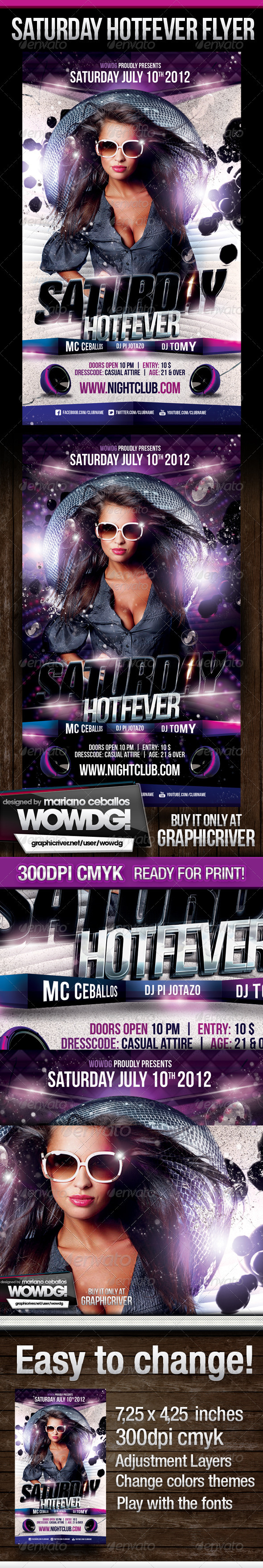 Saturday HotFever Nights - Flyers Print Templates