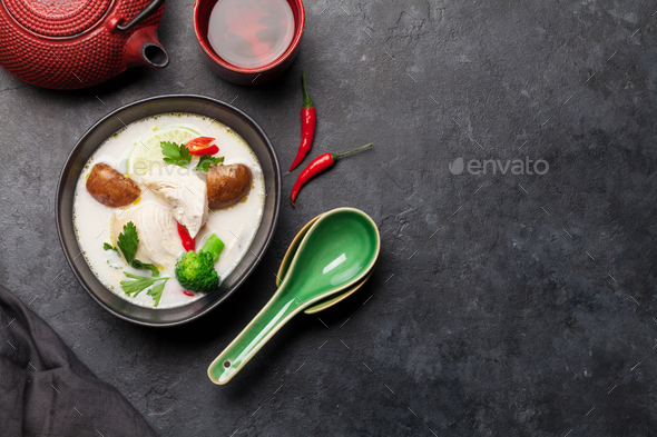 Tom Kha traditional Thai soup - Stock Photo - Images