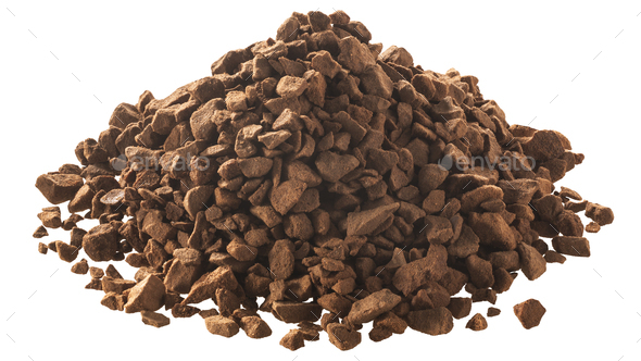 Freeze-dried coffee granules pile, paths