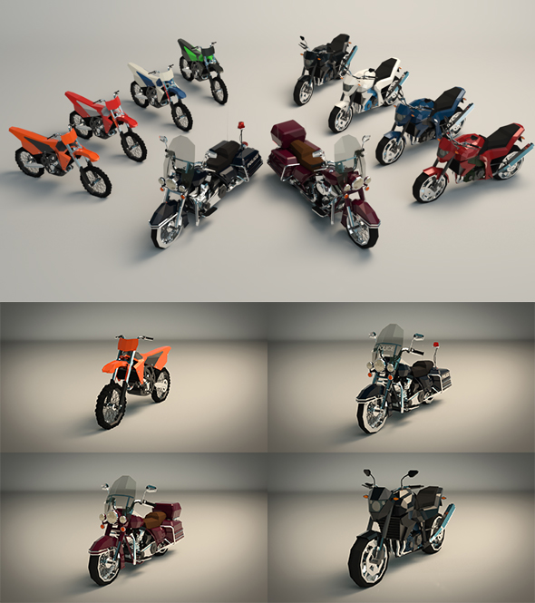 Low Poly Motorcycle - 3Docean 26076655