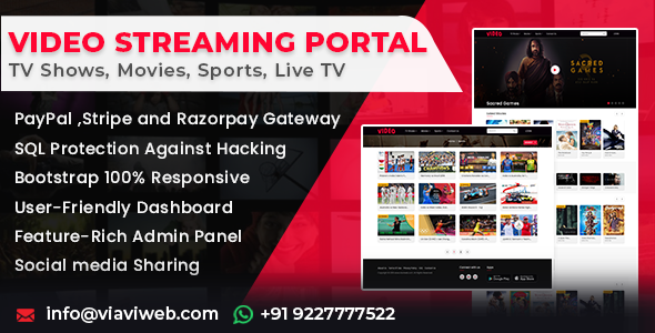 Video Streaming Portal (TV Shows, Movies, Sports, Videos Streaming, Live TV)