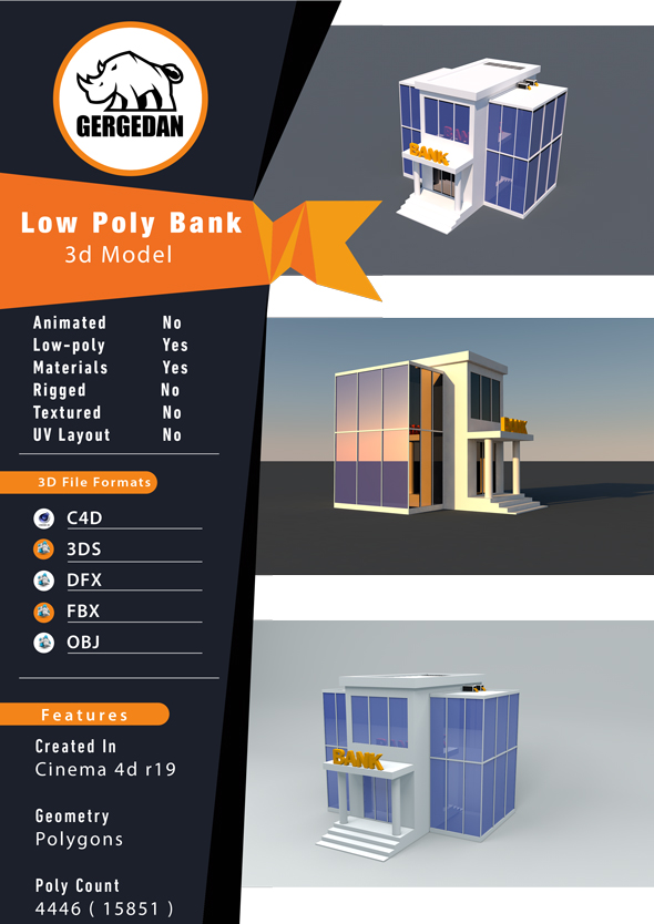 Low Poly Bank - 3Docean 26078579