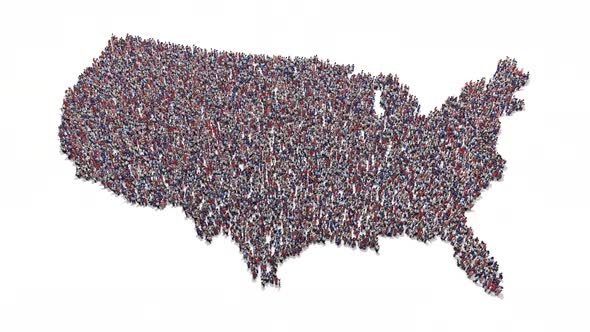 Red White Blue Crowd Forming United States Map