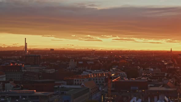 Panoramic View of Munich During Sunset Germany