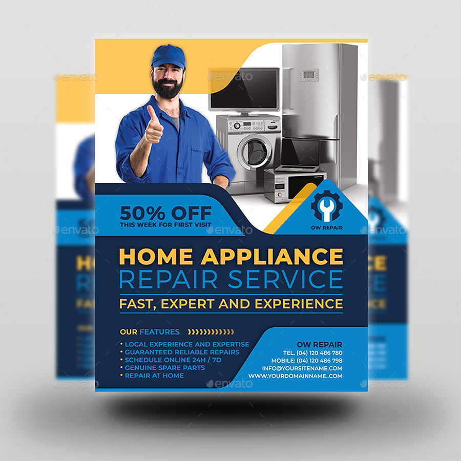 Home Appliance Repair Service Flyer Template by OWPictures | GraphicRiver