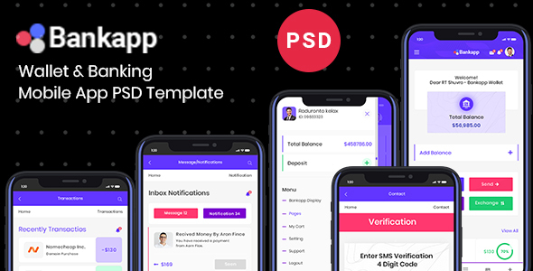 Download Bankapp Banking Wallet Mobile App Ui Design Psd Template By S7template PSD Mockup Templates