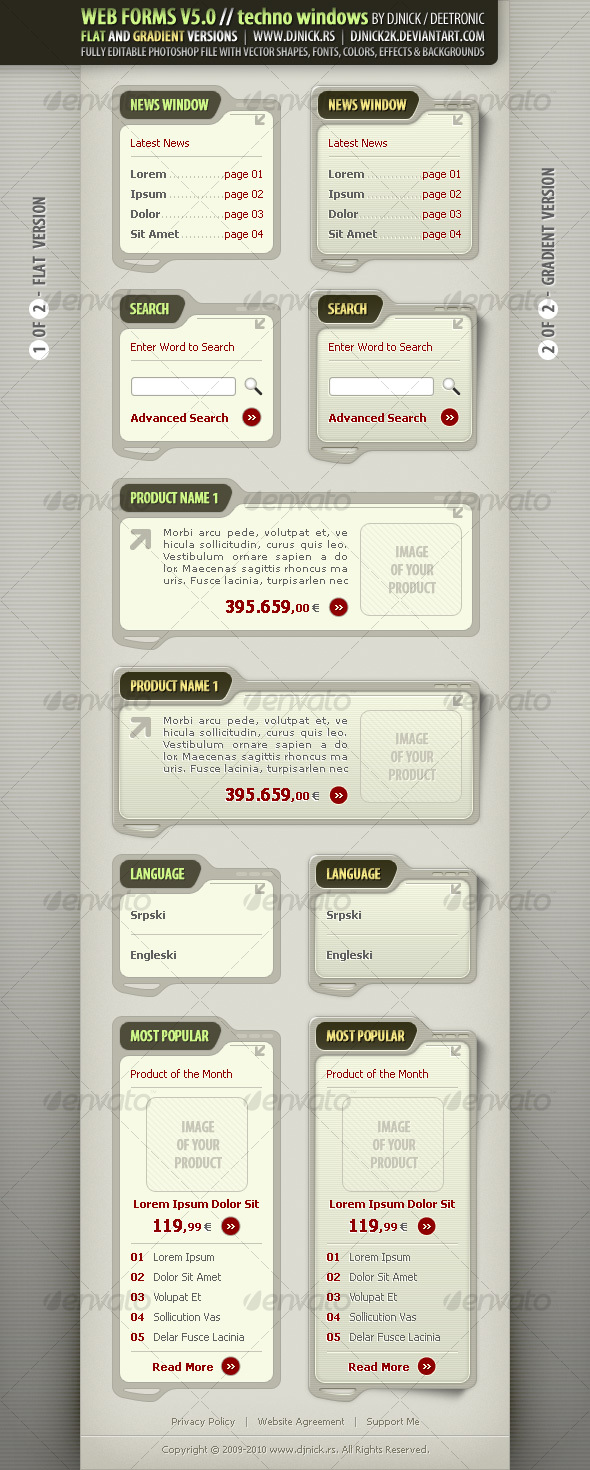 Web Forms and Elements in Olive / Military style - Forms Web Elements