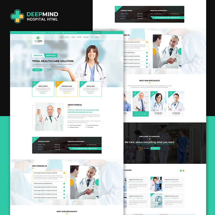 DeepMind Coronavirus, Hospital and Heath HTML Template - 2