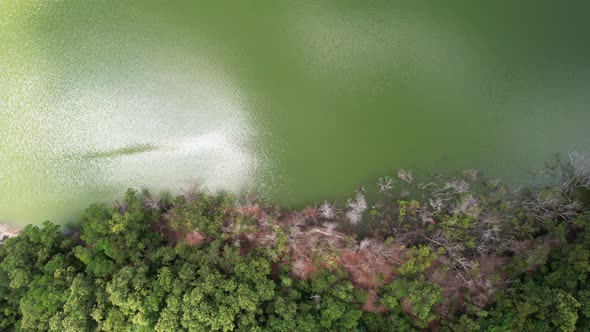 Aerial view on a lake among mountain in the area of the dam. Landscape of Green canyon Aerial view alt