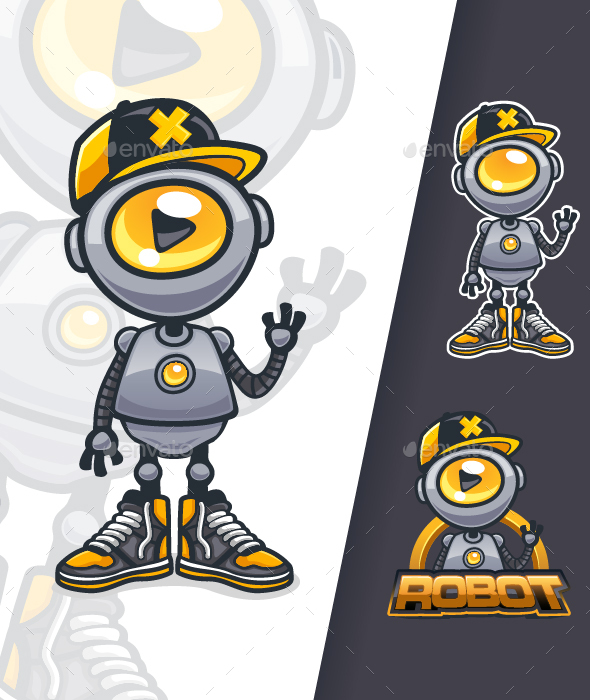 Hip Hop Robot Mascot Cartoon By Cpydesign Graphicriver